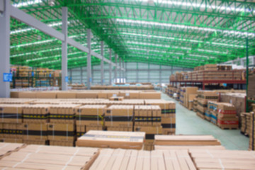 warehouse. Rows of shelves with boxes(Blur picture)