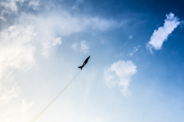Jet ascending to the sky