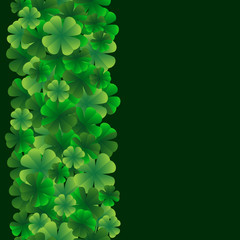 Seamless border, bright leaves of clover. Template. St. Patrick's Day design element. Vector graphics.