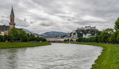 Salzburg, Austria -  fourth-largest city of the country, birthplace of Wolfgang Amadeus Mozart,...
