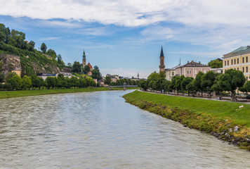 Fototapeta premium Salzburg, Austria - fourth-largest city of the country, birthplace of Wolfgang Amadeus Mozart, Salzburg is a UNESCO World Heritage Site due to its wonderful baroque architecture 
