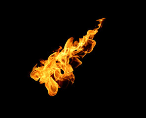 Fire flames collection isolated on black background