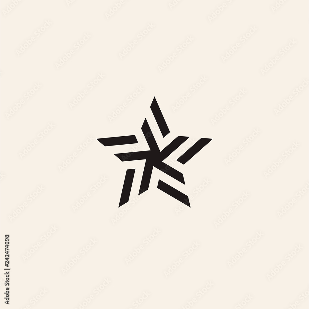Wall mural stylized linear shape star logo design template
