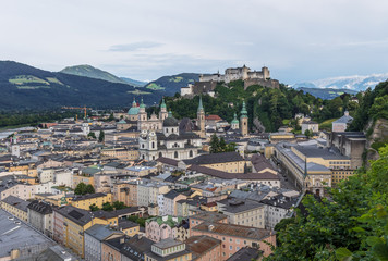 Fototapeta na wymiar Salzburg, Austria - fourth-largest city of the country, birthplace of Wolfgang Amadeus Mozart, Salzburg is a UNESCO World Heritage Site due to its wonderful baroque architecture 