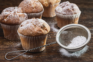 Cupcakes. Homemade baking. Muffins with raisins
