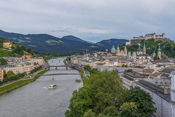 Salzburg, Austria -  fourth-largest city of the country, birthplace of Wolfgang Amadeus Mozart,...