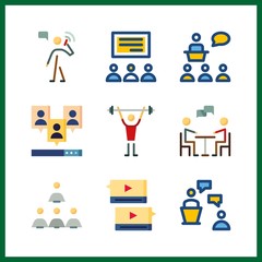 9 discussion icon. Vector illustration discussion set. boss and marketing icons for discussion works