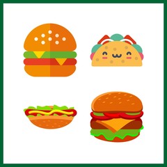 4 lettuce icon. Vector illustration lettuce set. taco and sandwich icons for lettuce works