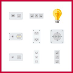 9 switch icon. Vector illustration switch set. socket and turned off icons for switch works