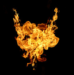 Fire flames collection isolated on black background