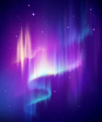 Fotobehang Pruim Aurora Borealis abstracte achtergrond, noorderlicht in polaire nachtelijke hemel illustratie, natuurverschijnsel, kosmisch wonder, wonder, neon gloeiende lijnen, ultraviolet spectrum