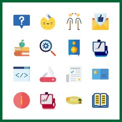 16 text icon. Vector illustration text set. info and relations icons for text works