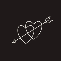 Linear illustration of an icon of two hearts
