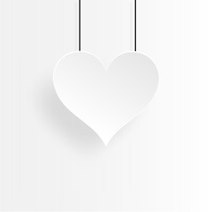 Paper white heart and white background
