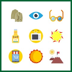 9 view icon. Vector illustration view set. mustard and reading glasses icons for view works