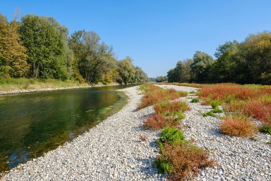 Isar near Volkmannsdorf near Wang, nature reserve Isarauen, district of Freising, Upper Bavaria, Bavaria, Germany, Europe