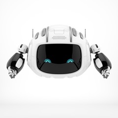 Aerial robotic character with digital screen, 3d rendering