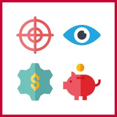 Obraz premium 4 idea icon. Vector illustration idea set. gear and savings icons for idea works