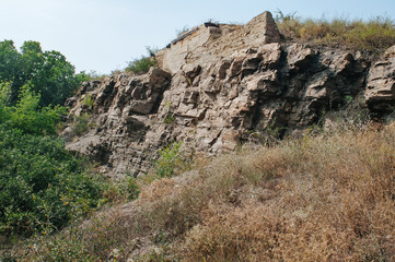 The stone ridge in steppes in Luganskaya oblast near border Russia