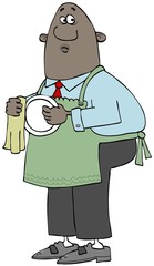Ethnic businessman drying dishes