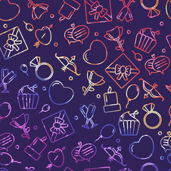 Seamless pattern with heart and other signs for the Happy Valentine's Day. For holidays greeting cards,banners,wallpapers and craft paper.Vector illustration