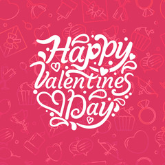 Fototapeta premium Greeting card with sign Happy Valentine's Day text. For banners,wallpapers and craft paper.Vector illustration