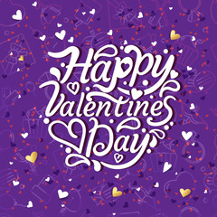 Greeting card with sign Happy Valentine's Day text. For  banners,wallpapers and craft paper.Vector illustration