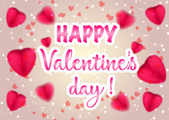 Happy Valentine's Day illustration. Banner with a holiday lettering, on a red other hearts and background design holiday