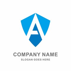 Geometric Letter A Shield Business Company Vector Logo Design