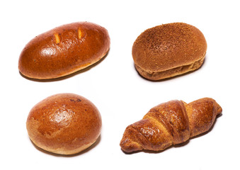 set of bread isolated on white background