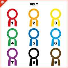 Colored belts for martial arts kimono set, dogi karate,bjj, judo, taekwondo, hapkido, karate.