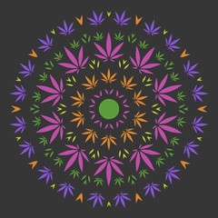 Cannabis Leave Mandala. Vector Ornament.