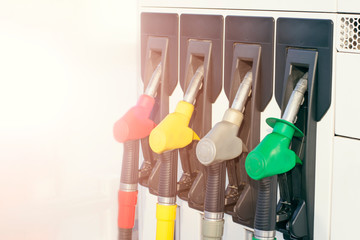 Colorful Petrol pump on white background,copy space