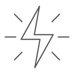 Energy thin line icon, electric and power, lightning sign, vector graphics, a linear pattern on a white background.