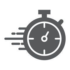 Stopwatch glyph icon, watch and countdown, timer sign, vector graphics, a solid pattern on a white background.