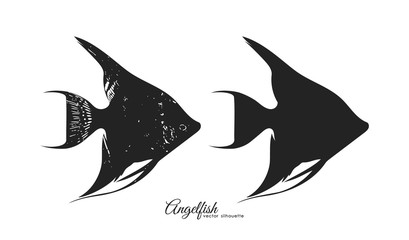 Vector illustration: Set of two silhouettes of Angelfish.