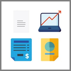 4 account icon. Vector illustration account set. invoice and receipt icons for account works