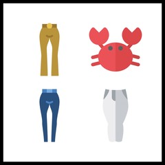 4 leg icon. Vector illustration leg set. crab and pants icons for leg works
