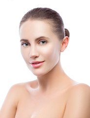 Beauty portrait of beautiful young woman with perfect clean skin. SPA therapy