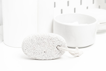 White pumice stone on bathroom table
