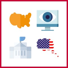 4 government icon. Vector illustration government set. usa and white house icons for government works
