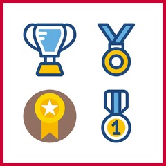 4 award icon. Vector illustration award set. trophy and medal icons for award works