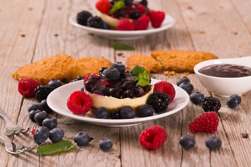 Cheesecakes with mixed berries.