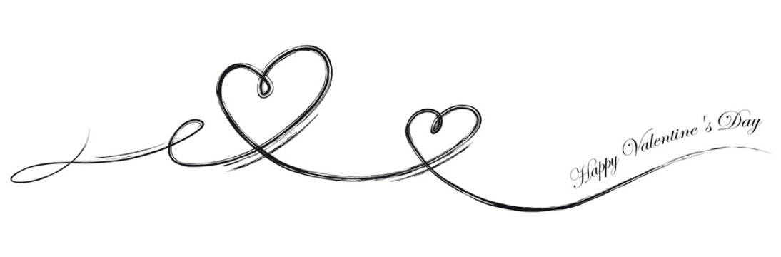 romantic heart line graphic for valentines day