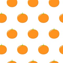Seamless Pattern with Oranges Fruit. Fresh Background with Stylized Citrus Fruits and Green Petals.