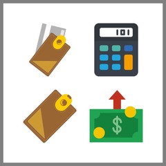 4 income icon. Vector illustration income set. money and billfold icons for income works