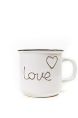 White coffee mug with love