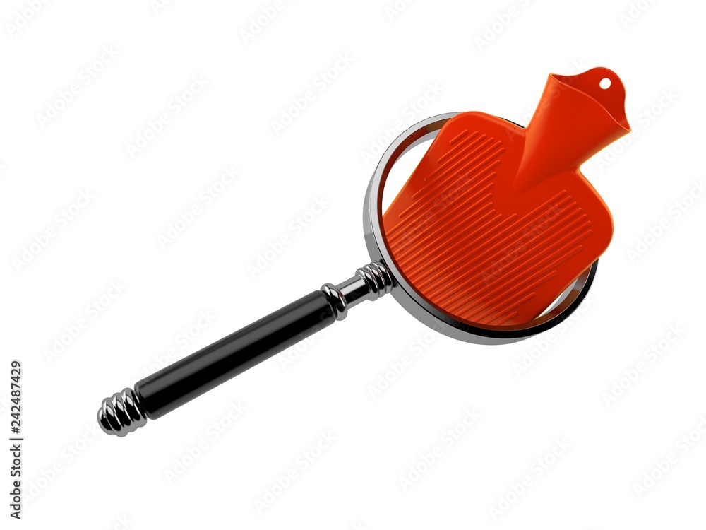 Poster Hot water bottle inside magnifying glass