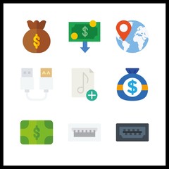9 transfer icon. Vector illustration transfer set. money and music file icons for transfer works