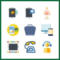 9 telephone icon. Vector illustration telephone set. phone call and case icons for telephone works
